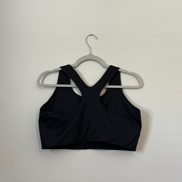 Nike Black Cropped Support Sports Bra with White Swoosh - Picture 4 of 4